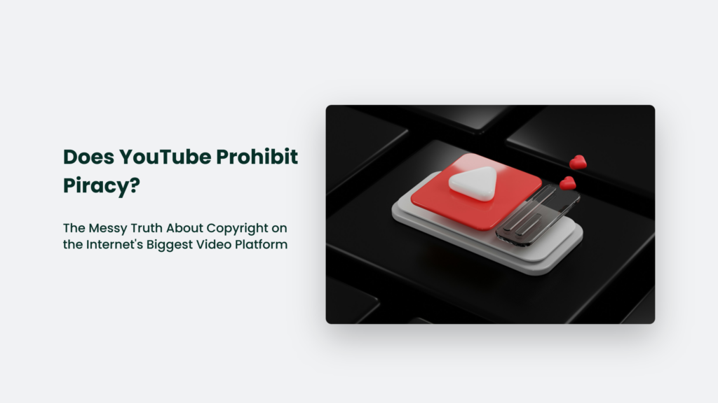 A Keyboard Adorned With A Usb Drive, Cleverly Shaped Like A Youtube Play Button, Is Poised At A Port. Accompanying Text Inquires: &Quot;Does Youtube Prohibit Piracy?&Quot;—An Invitation To Explore Digital Ethics.