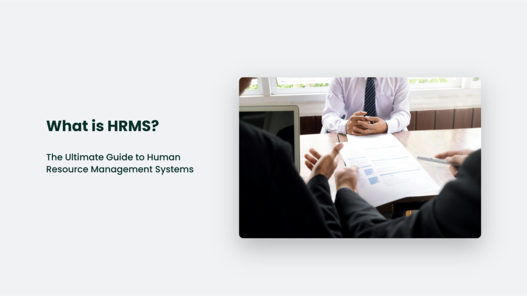 A Title Slide For &Quot;What Is Hrms? The Ultimate Guide To Human Resource Management Systems&Quot; Features An Image Of A Business Meeting In The Background, Emphasizing Collaboration And Efficiency.